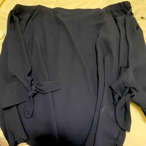 Navy off the shoulder blouse